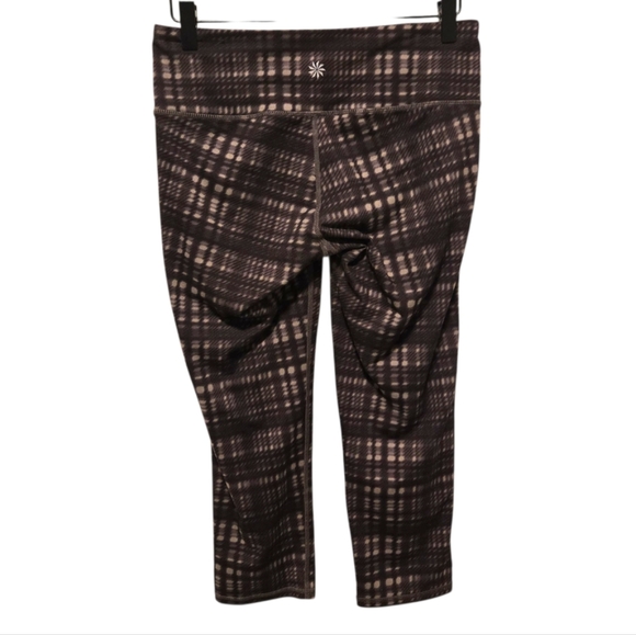 Athleta Plaidness Chaturanga Brown Capri Yoga Leggings Size Small - Picture 2 of 7